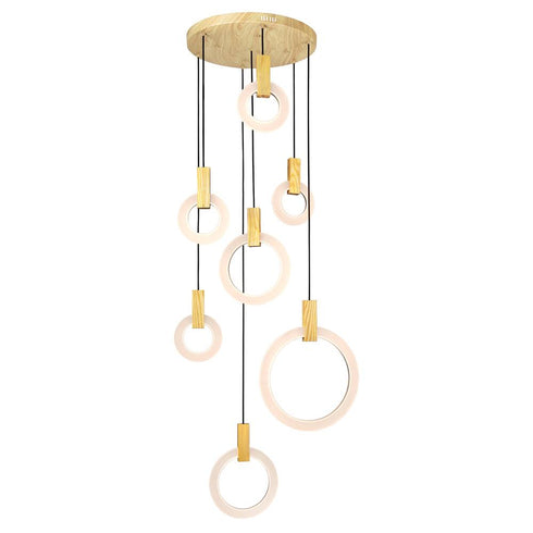 CWI Lighting Anello LED Pendant With White Oak Finish Model: 1214P28-7-236