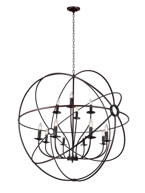 CWI Lighting Arza 12 Light Up Chandelier With Brown Finish Model: 5464P40DB-12