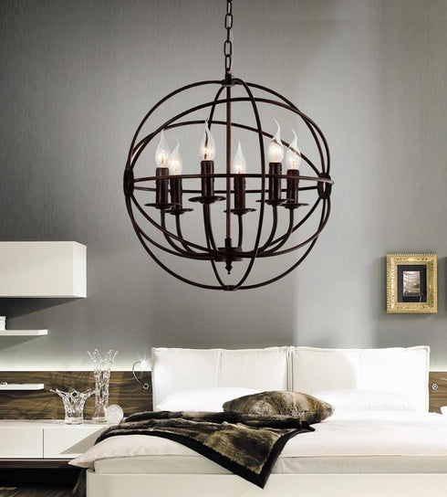 CWI Lighting Arza 6 Light Up Chandelier With Brown Finish Model: 5464P18DB