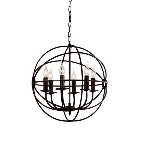 CWI Lighting Arza 6 Light Up Chandelier With Brown Finish Model: 5464P18DB