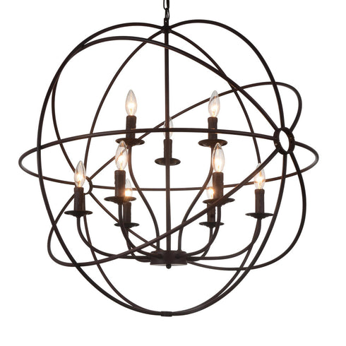 CWI Lighting Arza 9 Light Up Chandelier With Brown Finish Model: 5464P32DB-9