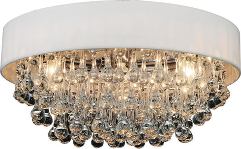 CWI Lighting Atlantic 6 Light Drum Shade Flush Mount With Chrome Model: 5422C18C-R (WHITE)