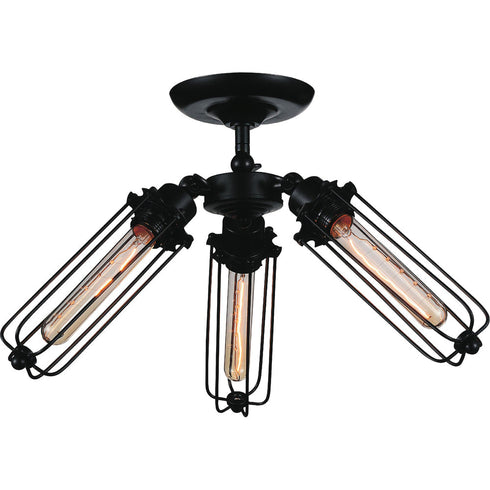 CWI Lighting Benji 3 Light Flush Mount With Black Finish Model: 9624C23-3-101
