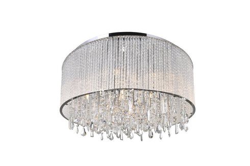 CWI Lighting Benson 14 Light Drum Shade Flush Mount With Chrome Model: 5562C24C CLEAR