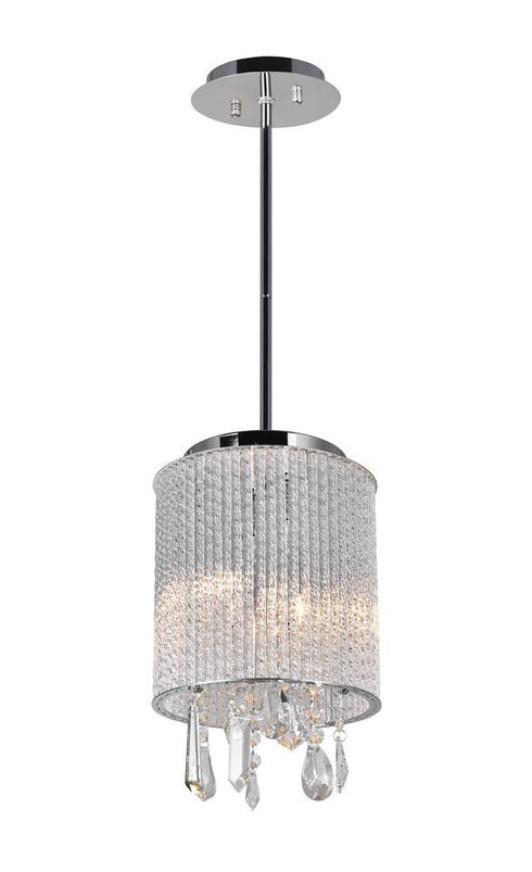 CWI Lighting Benson 2 Light Drum Shade Mini Pendant With Chrome Model: 5562P8C CLEAR