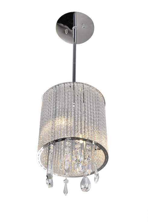 CWI Lighting Benson 2 Light Drum Shade Mini Pendant With Chrome Model: 5562P8C CLEAR