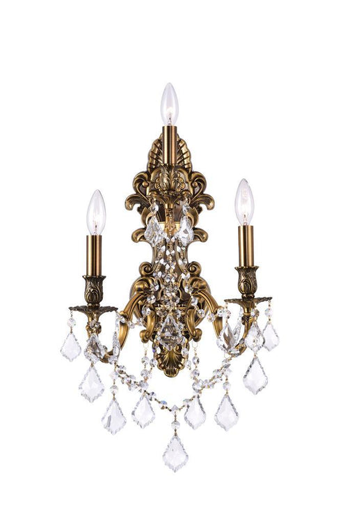 CWI Lighting Brass 3 Light Wall Sconce With French Gold Finish Model: 2039W13GB-3