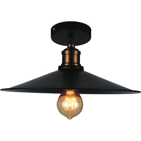CWI Lighting Brave 1 Light Flush Mount With Black Finish Model: 9605C13-1-101