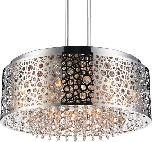 CWI Lighting Bubbles 9 Light Drum Shade Chandelier With Chrome Model: 5536P24ST