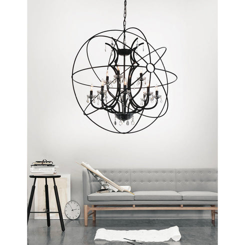 CWI Lighting Campechia 12 Light Up Chandelier With Brown Finish Model: 5465P42DB-12