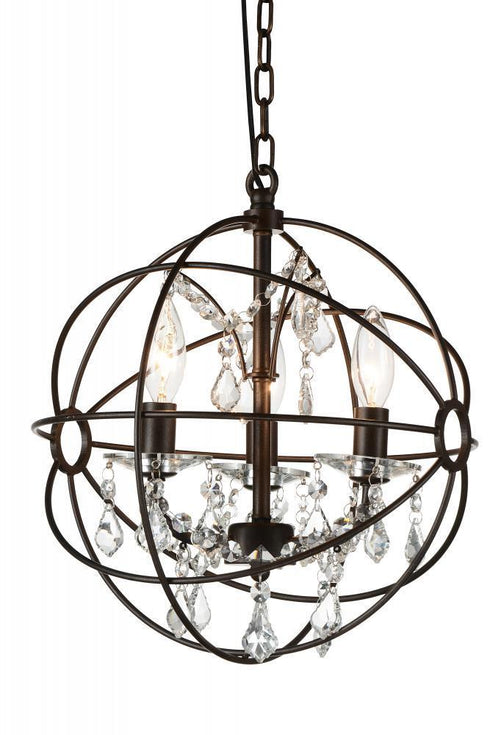 CWI Lighting Campechia 3 Light Up Mini Chandelier With Brown Finish Model: 5465P13-DB-3
