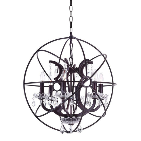 CWI Lighting Campechia 6 Light Up Chandelier With Brown Finish Model: 5465P22DB