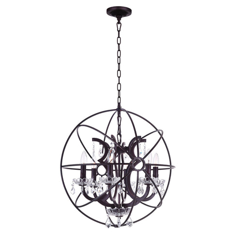 CWI Lighting Campechia 6 Light Up Chandelier With Brown Finish Model: 5465P22DB