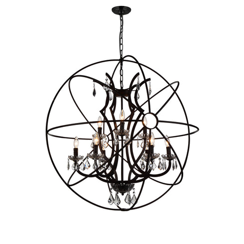 CWI Lighting Campechia 9 Light Up Chandelier With Brown Finish Model: 5465P36DB-9