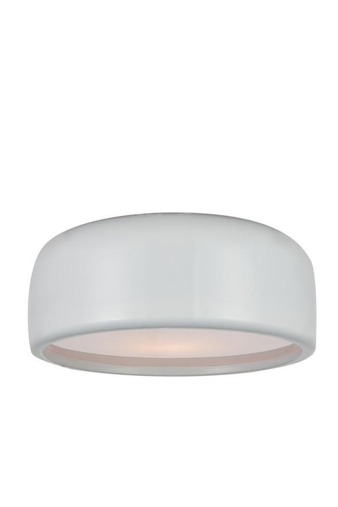CWI Lighting Campton 2 Light Drum Shade Flush Mount With White Model: 9688C14-2-172