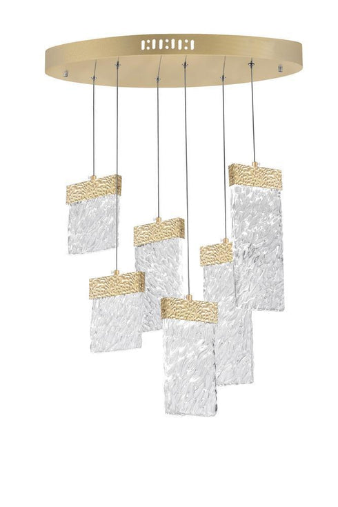 CWI Lighting Carolina LED Chandelier With Gold Leaf Finish Model: 1090P24-6-620-O