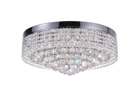 CWI Lighting Cascade 10 Light Drum Shade Flush Mount With Chrome Model: 5424C22C