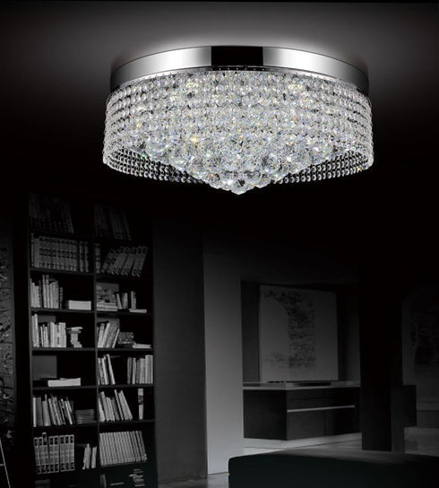 CWI Lighting Cascade 10 Light Drum Shade Flush Mount With Chrome Model: 5424C22C