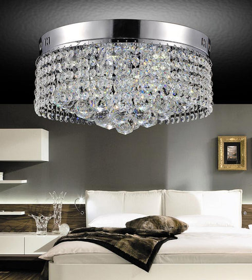 CWI Lighting Cascade 6 Light Drum Shade Flush Mount With Chrome Model: 5424C14C