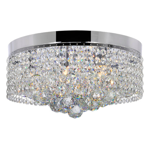 CWI Lighting Cascade 6 Light Drum Shade Flush Mount With Chrome Model: 5424C14C
