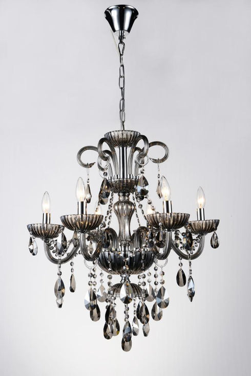 CWI Lighting Casper 6 Light Up Chandelier With Chrome Finish Model: 8393P24C-6 ( SMOKE)