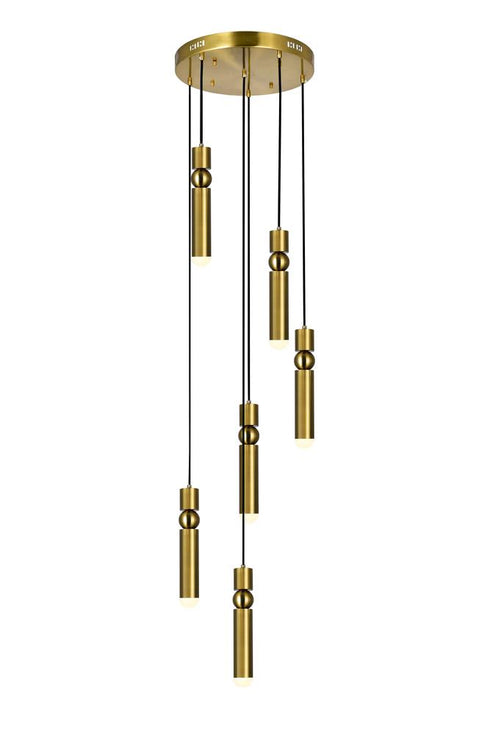 CWI Lighting Chime LED Pendant With Brass Finish Model: 1225P16-6-625