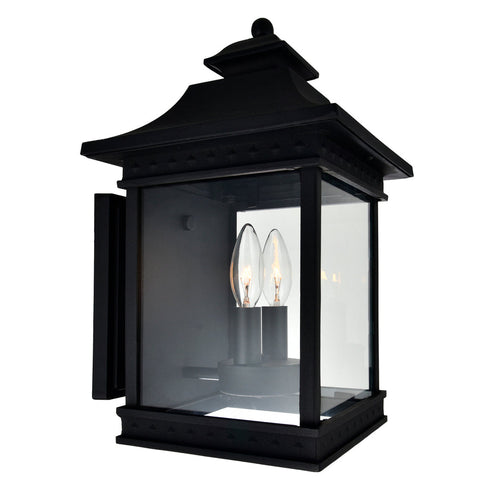 CWI Lighting Cleveland 2 Light Black Outdoor Wall Light Model: 0416W9-A-2-101