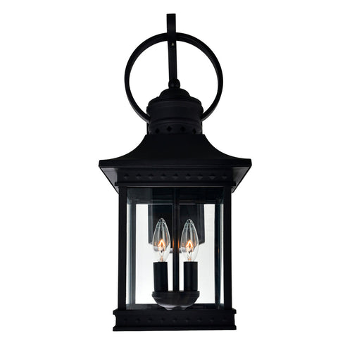 CWI Lighting Cleveland 2 Light Black Outdoor Wall Light Model: 0416W9-B-2-101