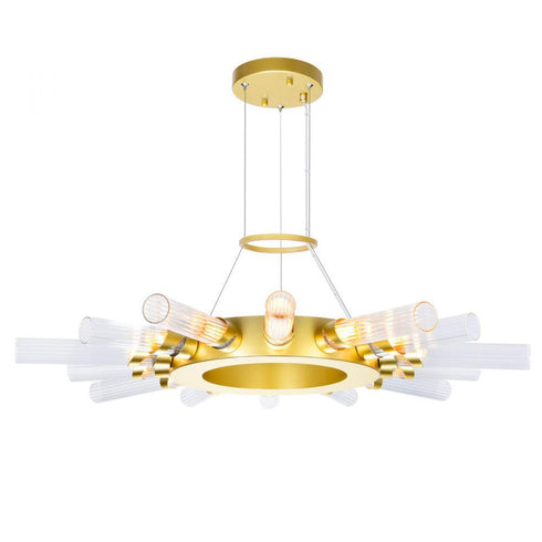 CWI Lighting Collar 14 Light Chandelier With Satin Gold Finish Model: 1121P28-14-602