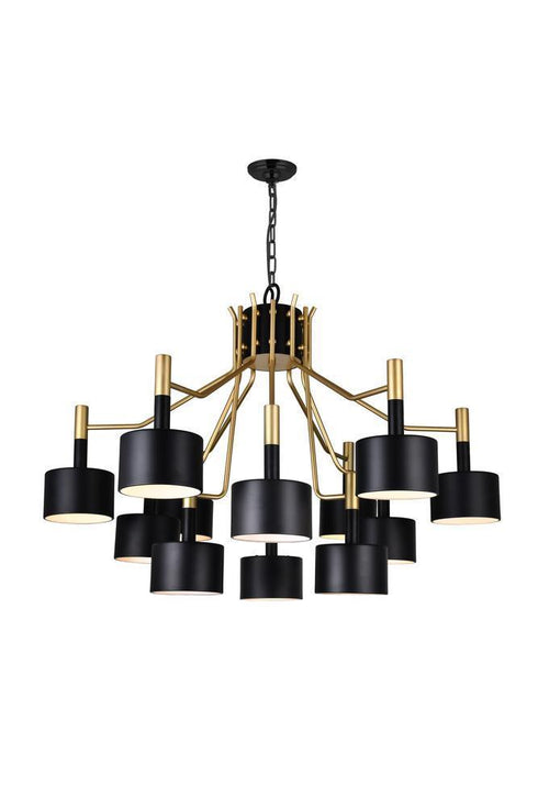 CWI Lighting Corna 12 Light Down Chandelier With Matte Black & Model: 1017P32-12-129-A