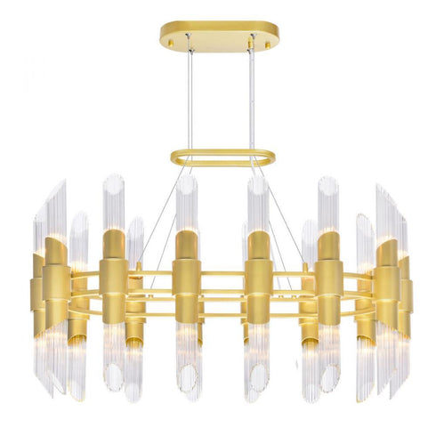CWI Lighting Croissant 28 Light Chandelier With Satin Gold Finish Model: 1269P39-28-602-O