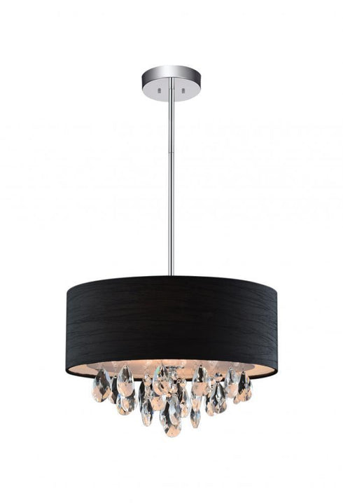 CWI Lighting Dash 3 Light Drum Shade Chandelier With Chrome Model: 5443P14C (BLACK)