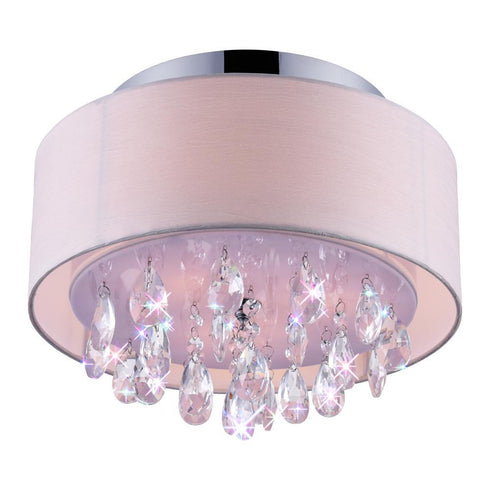 CWI Lighting Dash 3 Light Drum Shade Flush Mount With Chrome Model: 5443C14C (OFF WHITE)