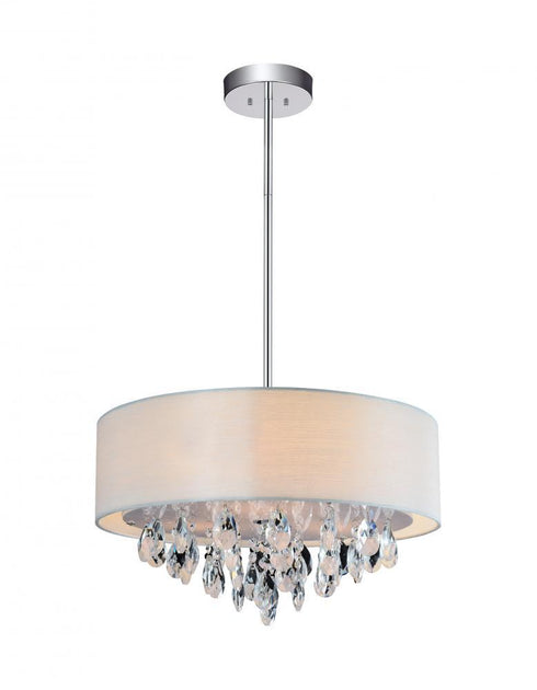 CWI Lighting Dash 4 Light Drum Shade Chandelier With Chrome Model: 5443P18C (OFF WHITE)