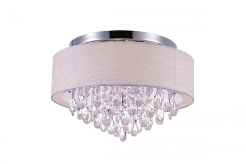 CWI Lighting Dash 4 Light Drum Shade Flush Mount With Chrome Model: 5443C18C (OFF WHITE)