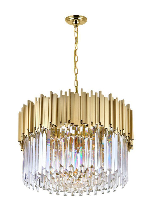 CWI Lighting Deco 7 Light Down Chandelier With Medallion Gold Model: 1112P24-7-169