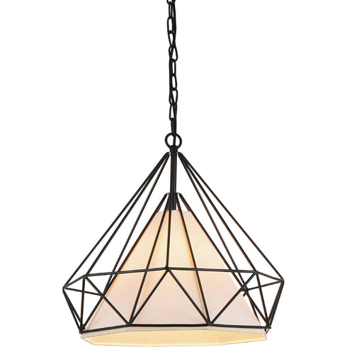 CWI Lighting Diamond 1 Light Down Pendant With Black Finish Model: 9600P15-1-101