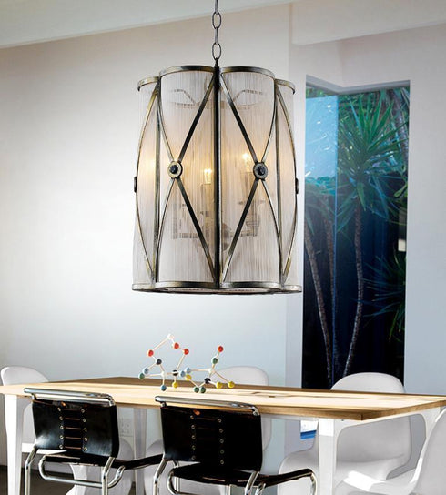 CWI Lighting Diana 3 Light Drum Shade Mini Pendant With Antique Model: 5207P12AB