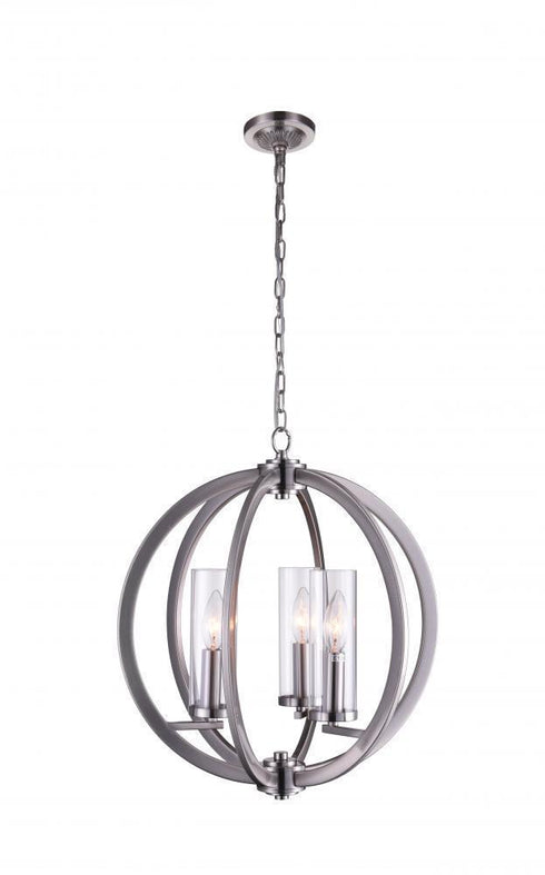 CWI Lighting Elton 3 Light Chandelier With Satin Nickel Finish Model: 9951P16-3-606