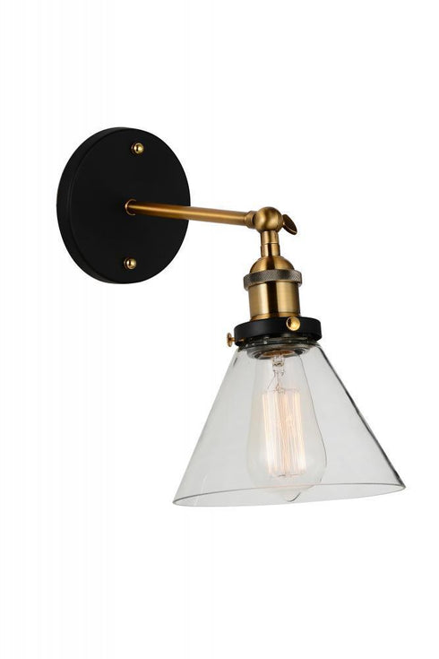 CWI Lighting Eustis 1 Light Wall Sconce With Black & Gold Brass Model: 9735W7-1-101