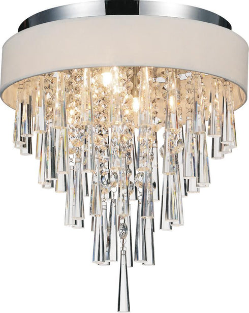 CWI Lighting Franca 4 Light Drum Shade Flush Mount With Chrome Model: 5523C16C (OFF WHITE)
