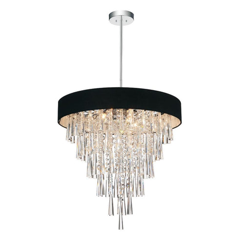 CWI Lighting Franca 8 Light Drum Shade Chandelier With Chrome Model: 5523P22C (BLACK)