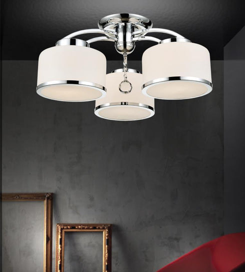 CWI Lighting Frosted 3 Light Drum Shade Flush Mount With Chrome Model: 5479C24C-3