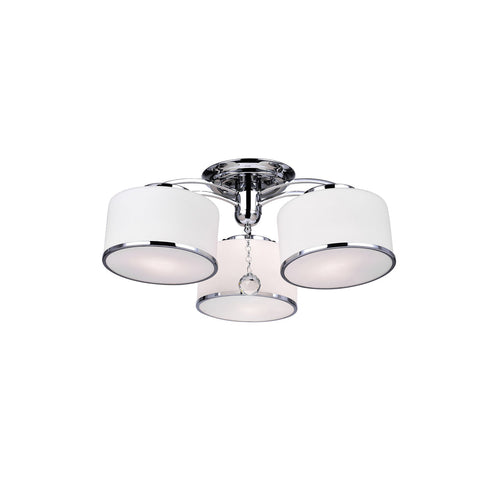 CWI Lighting Frosted 3 Light Drum Shade Flush Mount With Chrome Model: 5479C24C-3