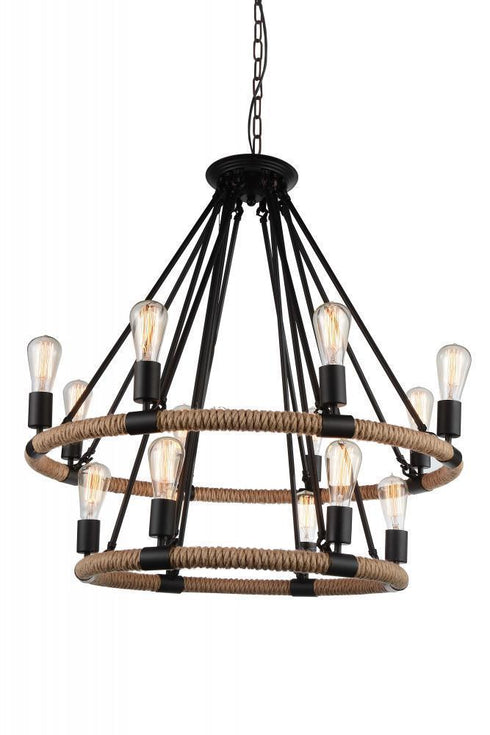 CWI Lighting Ganges 14 Light Up Chandelier With Black Finish Model: 9671P33-14-101