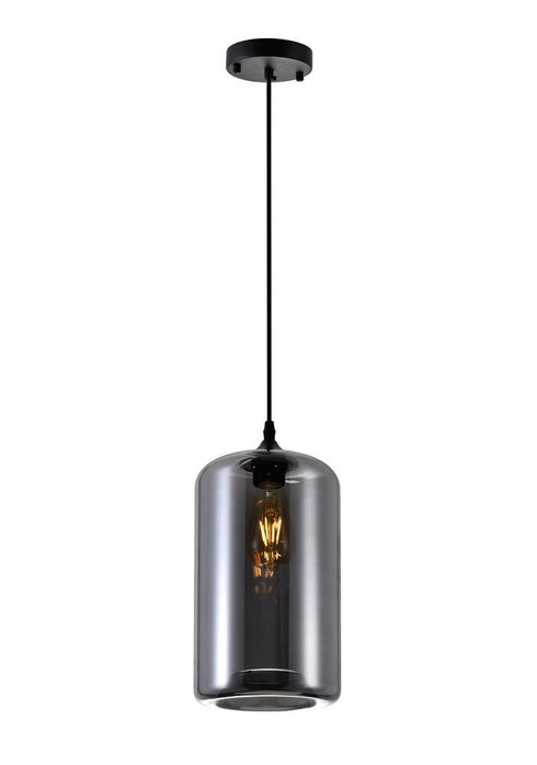 CWI Lighting Glass 1 Light Down Mini Pendant With Smoke Finish Model: 5553P7-SMOKE
