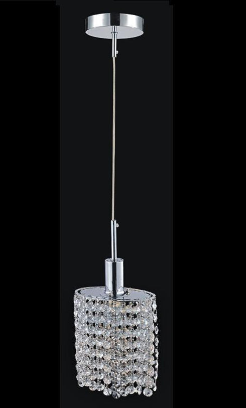 CWI Lighting Glitz 1 Light Down Mini Pendant With Chrome Finish Model: 4281P-R-O CLEAR CRYSTAL