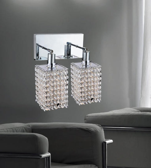 CWI Lighting Glitz 2 Light Vanity Light With Chrome Finish Model: 4282W-RC-S CLEAR CRYSTAL