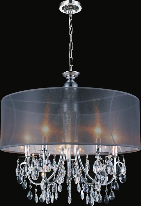 CWI Lighting Halo 5 Light Drum Shade Chandelier With Chrome Model: 5061P22C-B
