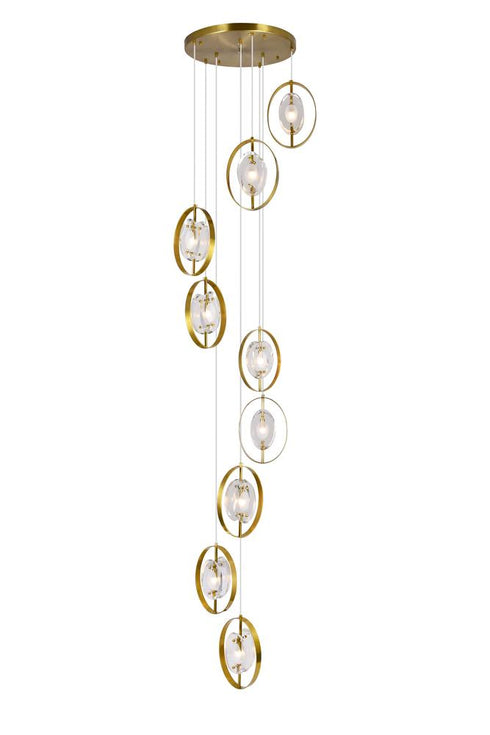 CWI Lighting Iris 9 Light Pendant With Brass Finish Model: 1224P24-9-625